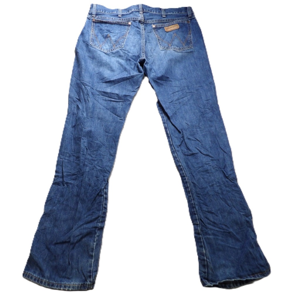 Wrangler Jeans Men W36xL36 Retro Slim Boot Cut Blue Denim Pants Western Workwear